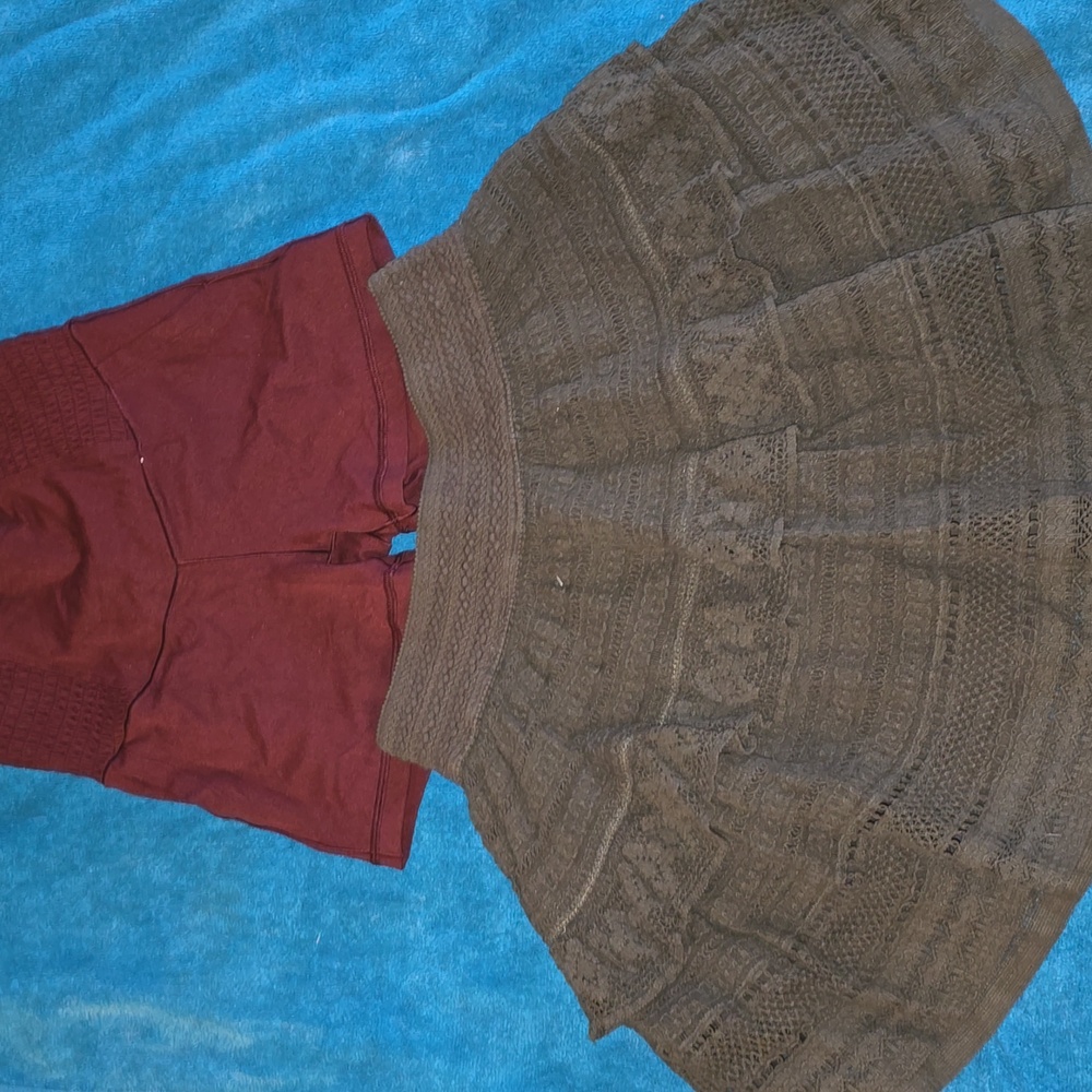 AERIE 2pc bundle Size Small olive green skirt, dark purple bike shorts NWT